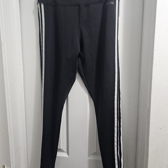 adidas Pants - Adidas 3 Stripe Climalite Womens Black Leggings